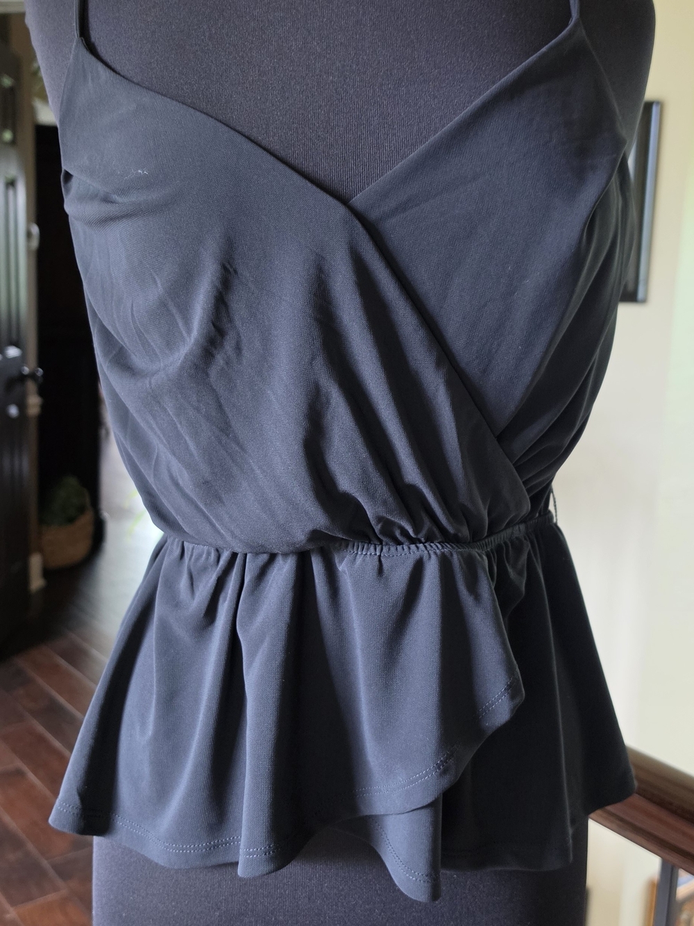 Express Black Wrap-Front Peplum Tank